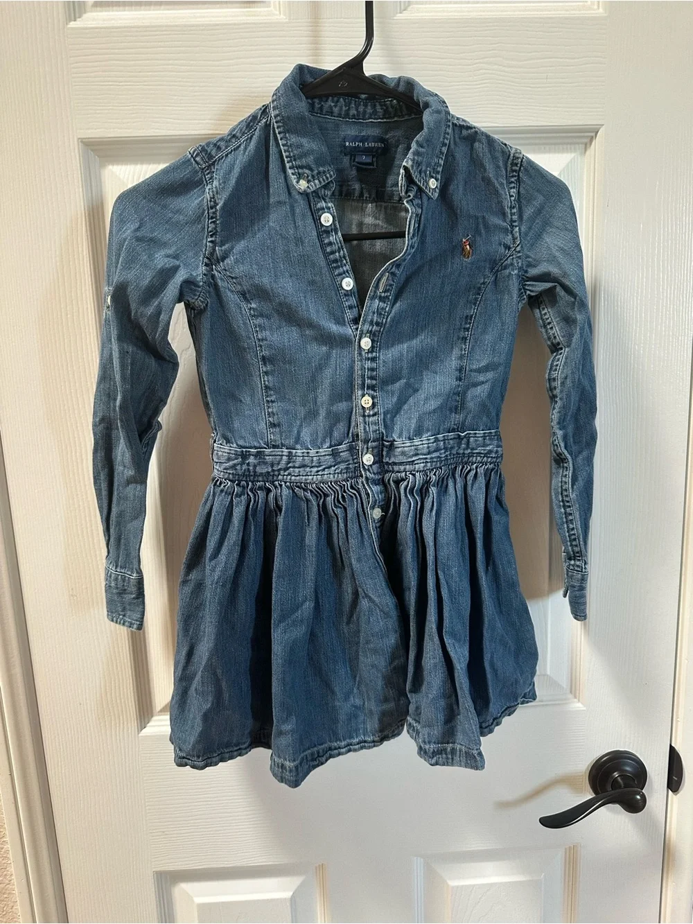 Ralph Lauren Girls' Blue Denim classic Dress with pockets